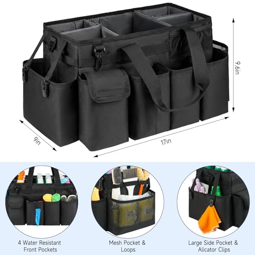 Cleaning Caddy Bag,Extra Large Cleaning Supplies Organizer with Handle for Housekeepers,Black - color: Black, size: Extra Large