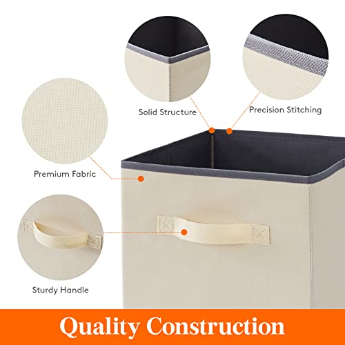 Lifewit Storage Cubes, Foldable Decorative Fabric Storage Baskets for Organizing Home Organizers with Handles for Shelves, Closet, 11 Inch Bins, 18L Beige, 6 Packs - color: Beige, size: 6pcs-11INCH
