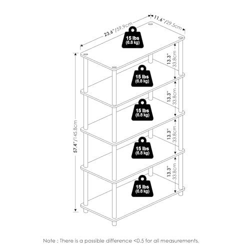 Furinno TURN-N-TUBE Storage Shelves, 5-Tier Book Shelf, Corner Shelf, Toolless Open Shelves, for Organization and Storage, Living Room, Garage, Home Office, Beech - color: Beech/White, size: 5-Tier Round Tube