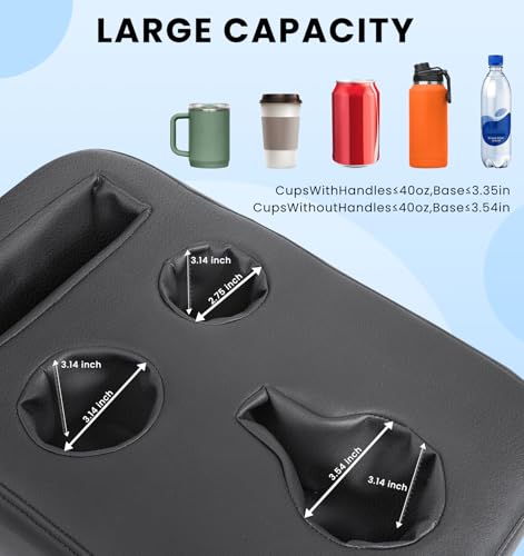 Sinvanho Car Cup Holder, Back Seat Cup Holder for Car, PU Leather Couch Sofa Bed Cup Holder Expander Tray, Boat Tray, Organizer for Trucks, Minivans, SUVs, RVs, Vehicles, Holds Drinks, Remote, Snacks - color: Standard Version