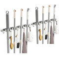 2 Pack Wall Mount, Stainless Steel Broom Hanger, Heavy Duty Mop and Broom Holder Tool Racks Utility Hooks for Laundry Room Garden Garage, Grey (4 Racks and 5 Hooks) - color: Gray, size: 2Pack 4R5H