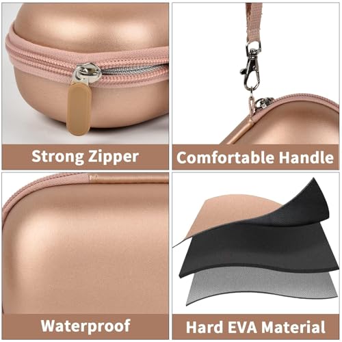 Portable 2 in 1 Contact Lens Case and Glasses Case, Traveling Contact Cases Bag Box Holder with Soak Storage Kit Included Built-in Mirror, Tweezer, Contact Lens Solution Bottle and Hand Strap-Gold - color: Gold
