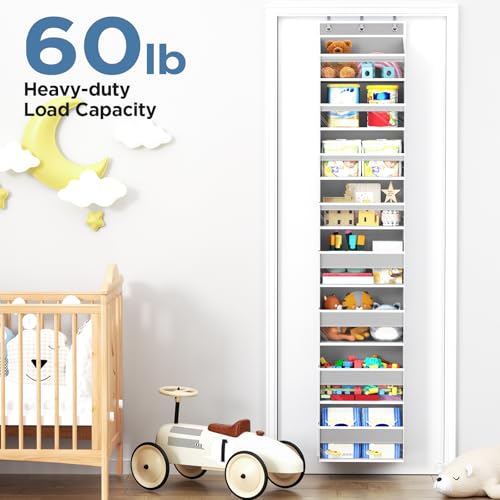 Mefirt Over The Door Organizer, 8 Shelf Door Hanging Organizers with 8 Large Capacity Pockets, Back of Door Organizer Storage Hanging Shelves for Closet Bathroom Bedroom Nursery - color: Grey, size: 8-Tier