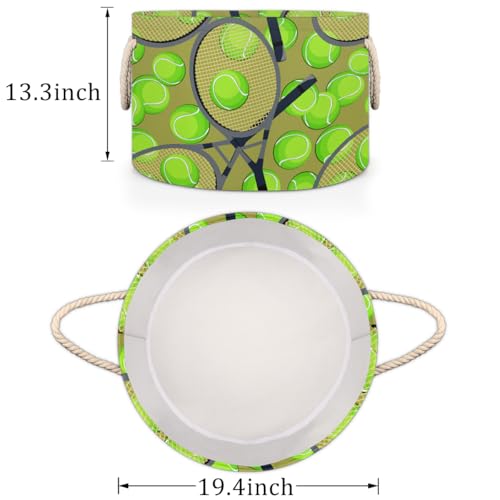Large Round Storage Basket Sport Tennis Ball Green Collapsible Circle Storage Bin Basket Laundry Hamper With Handle for Kids Boy Girls Toy Bedroom Living Room Nursery Room Decor Storage Organizer - color: A05:sport theme 4
