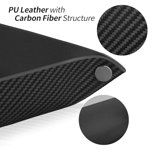 Valet Tray Organizer with Carbon Fiber Style Texture, Foldable Catchall Tray for Keys, Wallet & Everyday Essentials(Black-Small) - color: Black