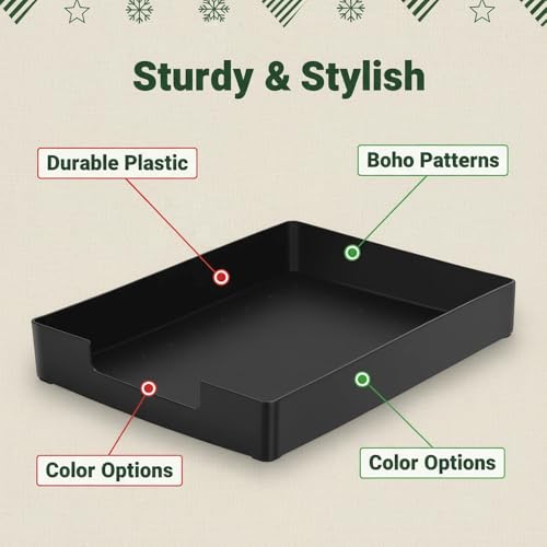 Letter-Size Tray, 2 PCS Desk Drawer Organizer, A4 Stackable Plastic Paper Tray for Office, School, Home Storage, and Storage Containers for Gift Wrap, and Crafts (2X Black) - color: 2x Black