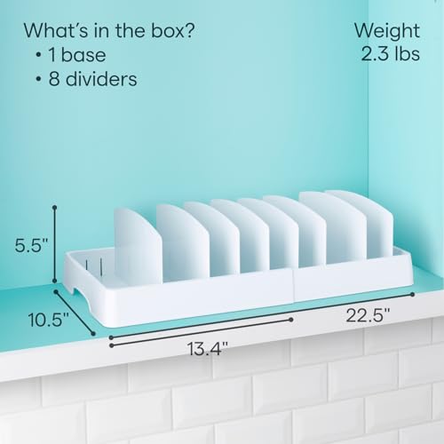 YouCopia StoraLid Food Container Lid Organizer, Expandable with Tall Dividers, White - size: Expandable Classic