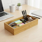 Bamboo Drawer Organizer 11.8x5.9x2.4 Inch | Rectangle Drawer Divider & Utensil Tray for Kitchen, Bathroom, Office, Makeup & Jewelry - size: 11.8"D x 5.9"W x 2.4"H