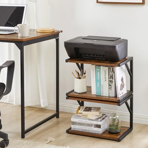 IBUYKE 2-Tier Desktop Printer Stand Holder, Multi-Purpose Desk Organizer Storage Shelf, Book Shelf Printer Shelf for Fax Machine, Scanner, Files, Books, Rustic Brown UTLJ004H - color: Brown, size: no wheels