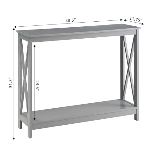 Convenience Concepts Oxford Console Table 39.5" - Sofa Table with Storage Shelf, Transitional Entryway Hall Table for Living Room and Bedroom, Display Foyer Table, Gray - color: Grey