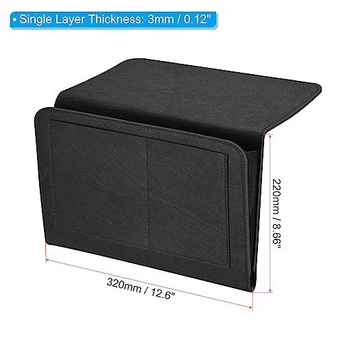 PATIKIL 13in Bedside Caddy, Bed Caddy Bedside Organizer Hanging Soft Felt 5 Pockets Bed Pockets Bedside Storage Organizer Remote Control Holder for Bedroom Phones Glasses, Black - color: Black, size: 12.6*8.6inch