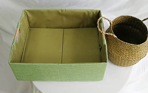 Storage Bin for Shelves Rectangle Closet Baskets Foldable Box with Handles, Gray Storage Bins, Storage Boxes for Home Office Car Dormroom - color: Green