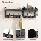Evermagin 29" Coat Rack Wall Mount with Shelf, 4 in 1 Coat and Key Hanger with 11 Metal Hooks, Entryway Wall Mounted Shelf with Mail Holder for Living Room, Bedroom, Black - color: Black, size: 29 inch