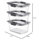 Rubbermaid Brilliance Glass Storage 4.7-Cup Food Containers with Lids Set of 3 Clear - size: 4.7 cups (6-Piece)