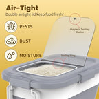 HOYTAMDA 25-35Lbs Rice Container,Collapsible Airtight Food Storage Containers with Wheels,Handle,Rice Storage Container with Small Bin and Scoop,Rice Dispenser for Flour Sugar Cereal Grain Dog Cat - color: Grey/25-35lbs