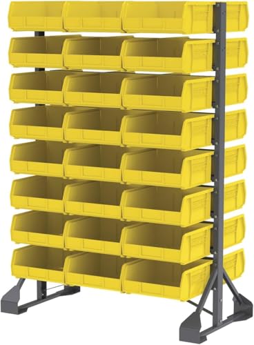 Akro-Mils 30235 AkroBins Plastic Storage Bins, Space-Saving Stackable Bins for Garage, Pantry, Craft Organization, 11" x 11" x 5", Yellow, 6-Pack - color: Yellow