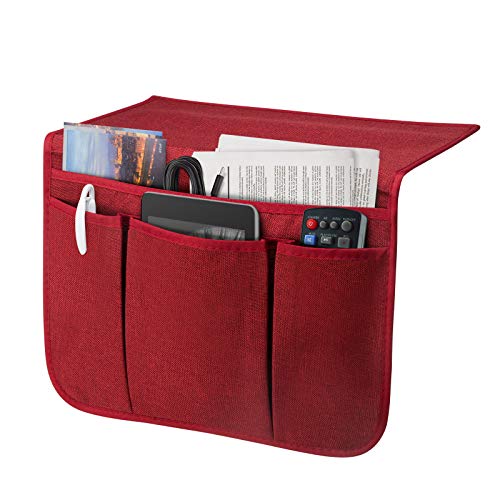 Bedside Caddy Bedside Storage Organizer Magazine Phone Tablet iPad Remote Holder, Organizer Caddy for Home College Dorm Bed, Sofa, Bunk Bed (Burgundy) - color: Burgundy