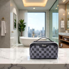 BOYATU Travel Makeup Bag for Women: Large Cosmetic Bag Set of 3 - PU Leather Make up Bag with Compartments - Compact Waterproof Toiletry Bag with Divider & Handle (D-2-Black) - color: D-2-Black