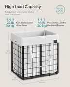 SONGMICS Laundry Hamper, 11 Gal. (50L) Laundry Basket, Collapsible Clothes Hamper, Removable and Washable Liner, Metal Wire Frame, for Bedroom Bathroom, Cream White ULCB150W01 - color: Cream White, size: 50 L