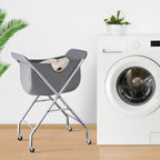 ELYKEN Laundry Cart with Wheels, 32”H Easy Rolling Laundry Hamper with Removable Liner Bag, Sturdy Metal Frame Clothes Basket with 4 Casters and 2 Brakes - color: Gray, size: 23.2"L x 13"W x 32"H