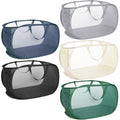 5 Pcs Durable Collapsible Laundry Baskets, Foldable Laundry Basket Large Opening, Pop Up Laundry Hamper with Pocket, Clothes Hamper with Handles for Laundry, Bathroom, Kids Room, Dorm or Trave - color: Gray+Black+Navy+Green+Beige
