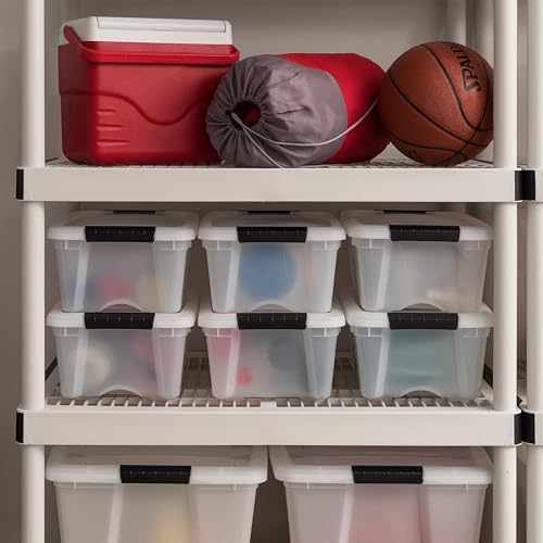 IRIS USA 13 QT Plastic Storage Box with Lid and Latches - 6 Pack - BPA-Free, Discreet Organizing Solution, Durable Nestable Stackable Containers, Secure Pull Handle - Pearl - size: 13 Qt, style: 6 Pack