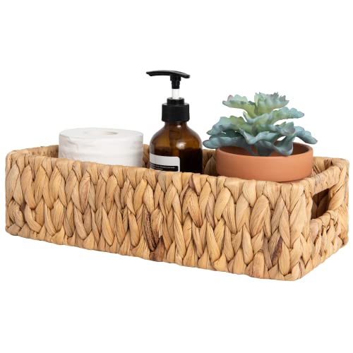 StorageWorks Water Hyacinth Basket for Toilet Paper, Wicker Baskets for Storage with Built-in Handles, 14 ¼"L x 6 ½"W x 3 ¾"H - color: Natural (Water Hyacinth)