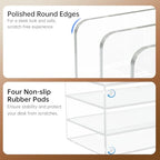 Acrylic Desk Organizer Book Organizer, Magazine File Holder, Vertical File Organizer Stand File Folder Holder, Mail Organizer Countertop Mail Sorter File Sorter, Clear Book Ends Book Holder