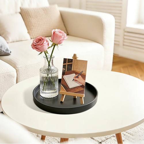 2 Pack 8" Bathroom and Vanity Tray, ABS Bathroom Counter Organizer, Coffee Table Decor for Perfume, Candles, Keys &More. Kitchen Countertop Organizer, Decorative Tray Soap Holder, Black - color: Black, size: 8" - 2Pcs