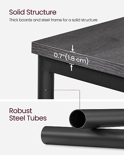 VASAGLE Side Table, Small End Table, Tall Nightstand for Living Room, Bedroom, Office, Bathroom, Misty Gray and Classic Black ULET273B68 - color: Misty Gray + Classic Black