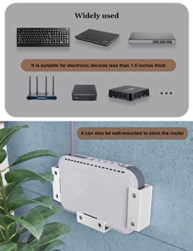 Under Desk Laptop Holder MacBook Drawer Mount for Keyboard & Small Devices Also Fit for Cable Box Wall Mount Tray Organizer Like Routers, Modems, Network Switch and (White) - color: White