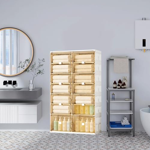 28 Pairs Shoes and Boots Storage Cabinet of 3-Step Fast Installation,Plastic Shoe Box with Clear Magnetic Door for Display, Shoe Organizer for Sneaker, Sandals, Heels (2 Row, 7 Tier) - size: 7Tier