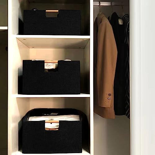 xianshengle Storage Bins & Fabric Storage Basket for Shelves - Decorative Baskets Storage Box Cubes Containers W/Handles for Closet Shelf Nursery Toy, Home, Office, Books,Bathroom (Black)