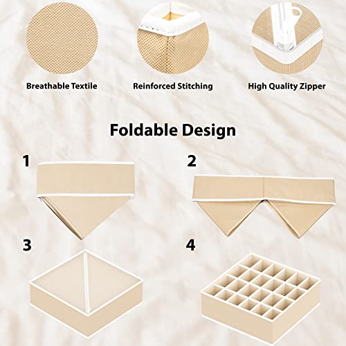 Simple Houseware Closet Underwear Organizer Drawer Divider Assorted 7 Pieces, Beige - color: Beige, size: 7 Pack