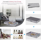 Onlyeasy Sturdy Under Bed Shoe Storage Organizers with Handles & Clear Window (16 to 32 Pairs) 2 Pack, Closet Shoes Containers Boxes for Kids & Adults, 37.7"x23.6"x5.9", Linen-like Grey, MXDUBS16P2 - color: 2 Shoes (16+16 Cells) Linen-like Grey
