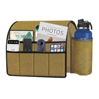 Ntomtuex Sofa Armchair Caddy Remote Control Holder with Water Bottle for Couch Recliner, Armrest Organizer with 7-Pocket Design for Magazines, Eyeglasses, iPad, Phone, Khaki - color: Khaki