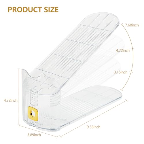 Shoe Slots Organizer,Adjustable Shoe Stackers,10 Pack Shoe Space Savers,Double Layer Shoe Riser Shoe Slot,Shoe Storage Holder for Closet,Transparent - size: 10 Pack