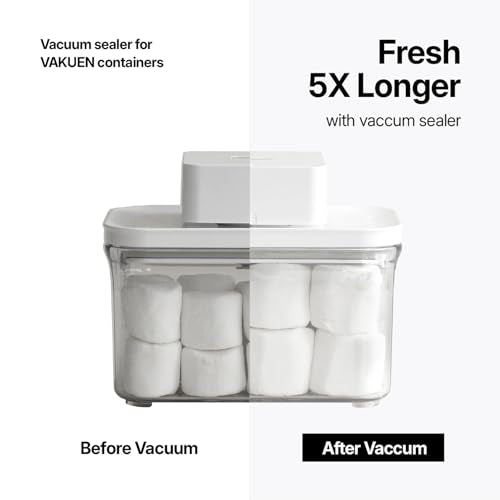 VAKUEN Premium Airtight Food Storage Containers, Mini 9P/SET include Vacuum Sealer, Smart One-Click Seal Lid, No Hinges, 100% Leak Proof, BPA-FREE, Dishwasher, Freezer & Microwave Safe