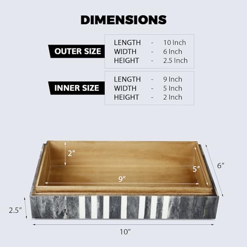 Handicrafts Home Decorative Storage Box with Lid, Patisserie Cafe Stripe Pattern Remote Holder Box, Wide Coffee Table Storage Organizer, Wooden Living Room Kitchen Storage Box, Grey & White, 10x6x2.5 - color: PATISSERIE-CAFE, size: 10x6x2.5 Inch