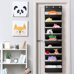 WERNNSAI Over the Door Shoe Organizer with Clear Curtain Dustproof, 9-Shelf Shoe Rack, Deep Pockets Large Hanging Shoes Rack for Closet Door Dorm Bedroom Guest Room Black