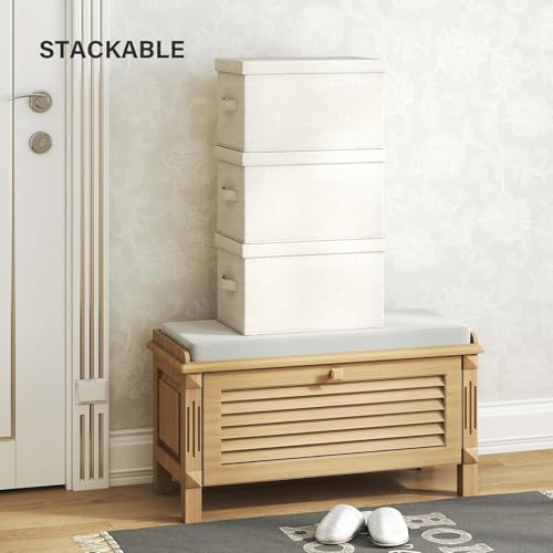 Extra large Fabric Storage Bins with Lids 22.8*15.8*15 in, 2-Pack Storage Baskets for Closet, Large Linen Organizers and Storage Bins for Bedroom, Collapsible Baskets and Bins with Handles, Off White - size: XXXL