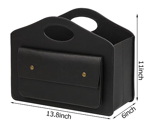 HofferRuffer Magazine Basket Holder, Foldable Magazine Rack, Document File Holder Organizer, File Folder, Newspaper Storage Bin Organizer for Home or Office (Black Magazine Basket) - color: Black Basket