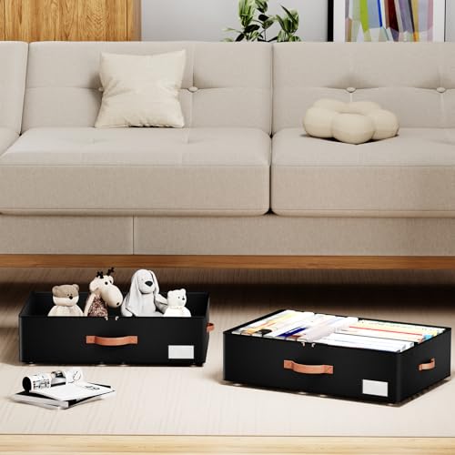 Underbed Storage With Wheels,Large Capacity 7.5 inches Height Storage Bins,Rolling Underbed Shoe Storage Containers,dorm Storage Drawers for clothes & blankets - color: black, size: 7.5inch height