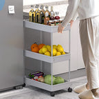 SPACELEAD 3 Tier Rolling Cart with Wheels, Storage Craft Art Trolley Organizer Serving, 3 Hanging Baskets Easy Assembly, for Office, Living Room, Kitchen, Gray - color: Grey