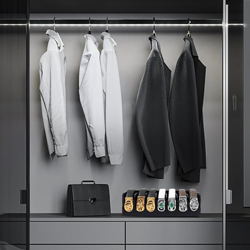 GTI Belt Organizer, 7 Compartments Belt Organizer for Closet and Drawer, Bamboo Display Case for Tie and Belt, Belt Storage Organizer for Men Women (Black) - color: Black, size: 7 Compartments