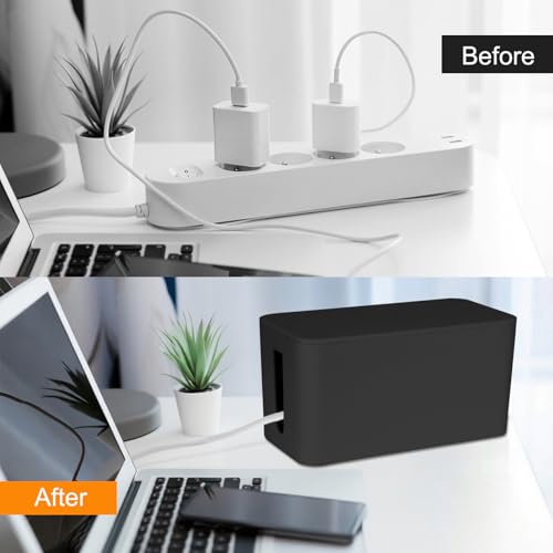 Mini Cable Management Cord Cover Wire Hider Box Concealer Organizer Protector System for Home Theater Entertainment Center Office School (Mini, Black) - color: Black