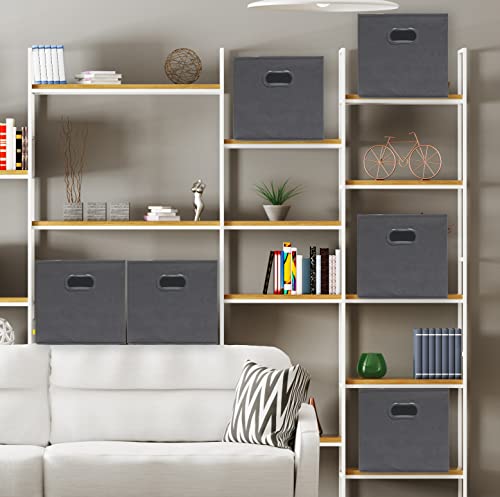 Simple Houseware Foldable Cube Storage Bins with Handles, 11-Inch, Dark Gray, 6-Pack, Fabric Cubes Organizer for Closet or Shelves - color: Dark Grey