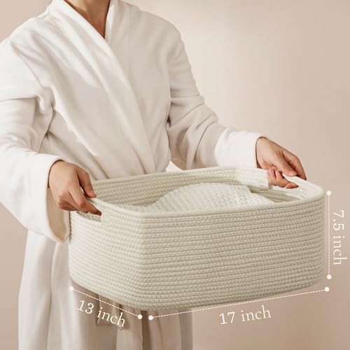 UBBCARE 2 Pack Storage Baskets for Shelves, Large Woven Storage Baskets, Dog Toy Bins, Baskets for Organizing Clothes, Towels, Books, Blanket, 17"L x 13"W x 7.5"H, Beige - color: Beige, size: 2 Pack-17"(L)×13"(W)x7.5"(H)