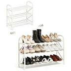 3-Tier Shoe Rack for Closet, 16"-32" Expandable ShoeRackAdjustable for Entryway Closet Doorway SturdyMetal, White - color: White 3 Layers and 3 Tubes