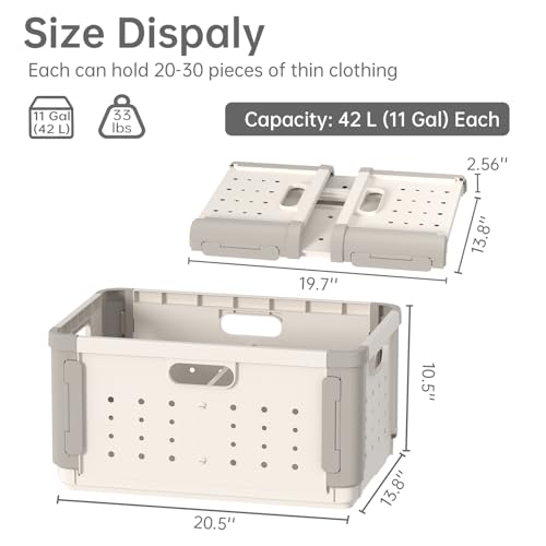 HAIXIN HOME Stackable Plastic Laundry Basket on Wheel, 42L Clothes Laundry Hamper with Divider for Pre-Sorting, Dirty Clothing Storage Organizer Bin with Handles for Closet, Bedroom, Bathroom - 2 Pack - size: 2 Pack